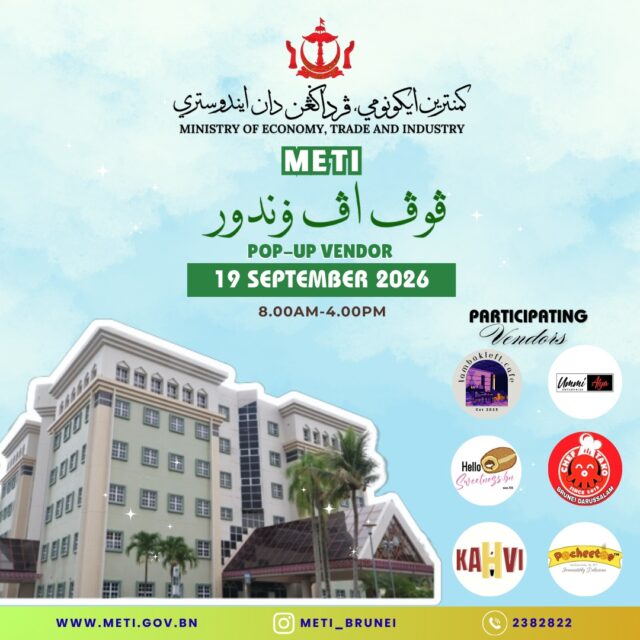 Pop-Up Vendor diadakan lagi, berlangsung setiap hari sabtu
Antara pengusaha-pengusaha yang turut serta pada 19 September 2026
1. @lambakleft.cafe
2. @ummialya101
3. @hellosweetness.bn
4. @cheftako_brunei
5. @kahvi.co
6. @pocheetospower
Maritah sama-sama mendokong pengusaha tempatan