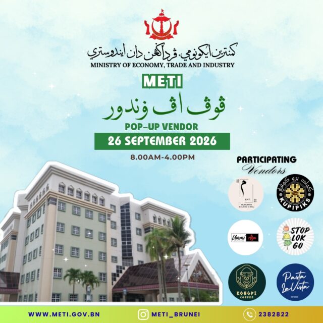 Pop-Up Vendor diadakan lagi, berlangsung setiap hari Sabtu
Antara pengusaha-pengusaha yang turut serta pada 26 September 2026
1. Halime Ent.
2. @kupipiks
3. @ummialya101
4. @stop.lok.go
5. @kongpicoffee.bn
6. @pastalavista.bn
Maritah sama-sama mendokong pengusaha tempatan